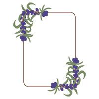 Elegant Botanical Square Frame with Purple Berries and Green Leaves in a Hand-Drawn Decorative Design vector