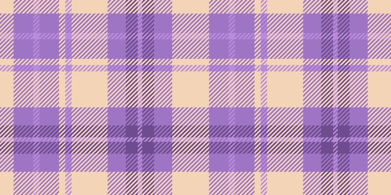 A seamless purple and beige tartan plaid pattern with diagonal lines, suitable for textiles, fashion, and elegant design backgrounds.