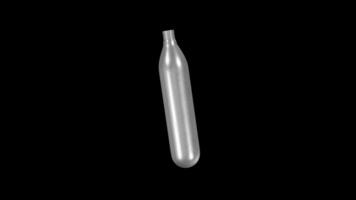 CO2 Cartridge Rotating on a Transparent Background. Seamless Loop. 4K video