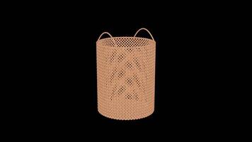 Laundry Basket Rotating on a Transparent Background. Seamless Loop. 4K video