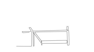 Professional team engineers holding blueprint project working on building. Construction concept . Single line draw design. Full length animation illustration. High quality 4k footage video