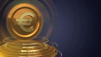 DYNAMIC CURRENCY SYMBOL ANIMATION OF METALLIC GOLD 3D EURO IN CONTINUOUS MOTION AGAINST FUTURISTIC BLACK ABSTRACT SPACE video