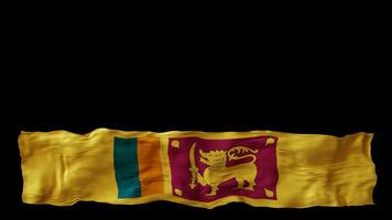 Stylized flag of Sri Lanka waving in the wind, isolated on transparent background, with alpha channel. Animated footer. Suitable for patriotic themes or national event promotions. Motion graphic. video