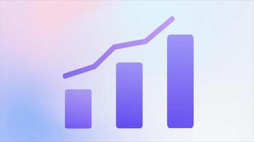 Business growth and success arrow infographics animation with rising arrow and bar stats appearing, symbolizing growth and success, with a gradient background video