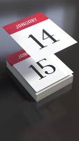 janvier - rouge et blanc papier calendrier avec en volant pages video