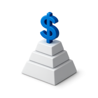 A 3D-style icon of a minimalist wealth building pyramid icon with tiered levels and dollar sign png