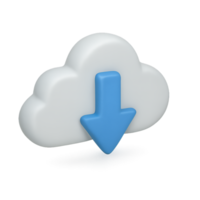 A 3D-style icon of a cloud with an arrow pointing down png