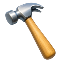 Metallic hammer with wooden handle depicted in a clear and detailed illustration png