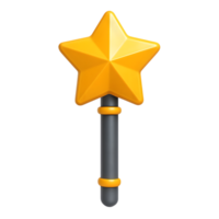 3d render of a shiny gold star magic wand on a transparent background png