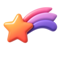 Vibrant 3d rendering of a shooting star with a colorful rainbow trail element png