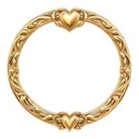 Golden Frame Decorated With Shiny Heart Elements With Transparent Background png