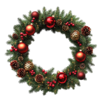 Festive Christmas Wreath Pine Cones Red Balls Holiday Decoration With Transparent Background png