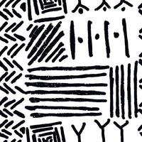 Ethic hand drawn texture. Seamless pattern with geometric elements isolated on white. vector