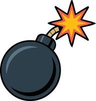 Cartoon bomb with a burning fuse isolated on white background vector