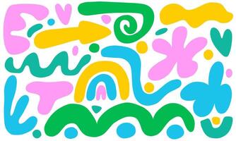 Hand drawn colorful abstract shapes in trendy style set vector