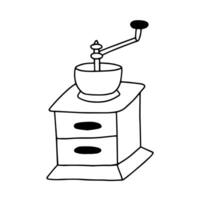Manual coffee grinder doodle sketch vector