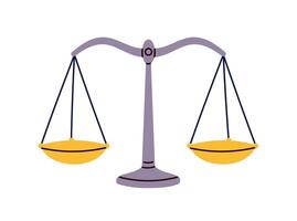 Balance scale icon, traditional weighing tool with empty pans, measurement equipment for weight comparison, decision making and justice concept classic equilibrium device flat illustration. vector