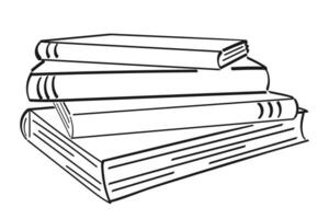 Stack of books. Contour, abstract drawing by hand, doodle. Black on white background, . vector