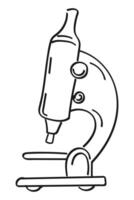 Microscope. Contour, abstract drawing by hand, doodle. Black on white background, . vector