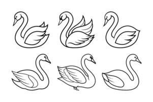 Swan Outline Line Art Artwork vector