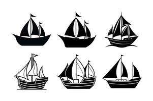 Lugger Boat Black Silhouette Image vector