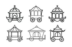 Palanquin Outline Line Art Style vector