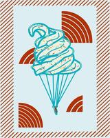 Floating Ice Cream Parachute with Colorful Sprinkles vector