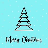 Hand drawn Christmas tree postcard in minimalist style with snowflakes on background. Perfect for festive greeting with spruce or pine themed postcard. Ideal for Christmas postcard lovers. Spruce. vector