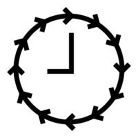 Clock icon in flat style with arrows and clock hand. Clock icon for time control during work day. Use pixel perfect time icon on web site design, presentation, app, UI. Start work day at nine o'clock. vector