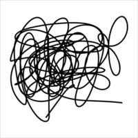 Scribble chaotic bold line. Doodle chaotic bold line, curls, swirl, twirl, flourishes, chaotic lines. Simple vintage chaotic bold line element isolated on white background. Hand drawn bold line vector