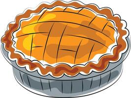 pumpkin pie autumn cook doodle art style vector