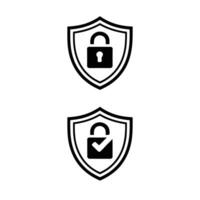 Padlock Emblem with Check Mark and Keyhole, Data Protection Badge Symbols for Cyber Security and Privacy Design Elements vector