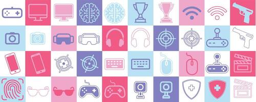 set of game icons with pastel tones vector