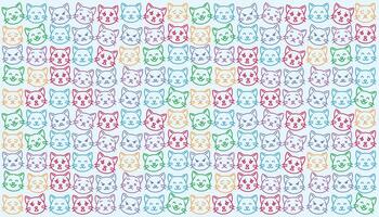 Cute kitten expression pattern with bright background colorful tones vector