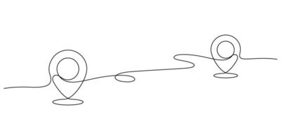 map pin gps symbol thin line illustration continuous handdrawn vector