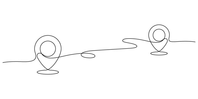 map pin gps symbol thin line illustration continuous handdrawn