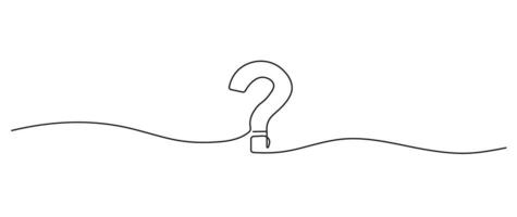 Question mark in continuous line art style. Minimalist black line of question mark isolated on white background vector
