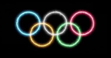 Olympic rings flaming. Loop video