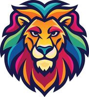 A lion with a long mane and a fierce expression. The lion is the mascot vector