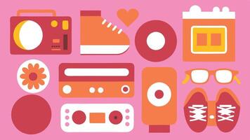 Flat nostalgic 90's element collection vector