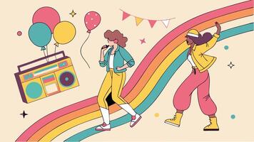 Flat design 80s party background vector