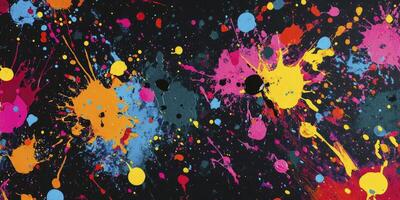 Vibrant, colorful paint splashes on a black background, a colorful splash art design. photo