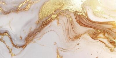 A gold and white marble wall with a gold and white swirl pattern photo