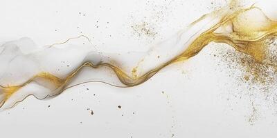 A gold and white marble wall with a gold and white swirl pattern photo