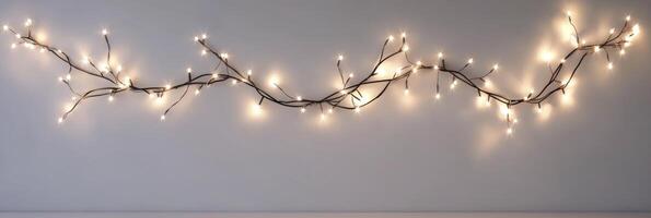 A string of lights on a wall photo