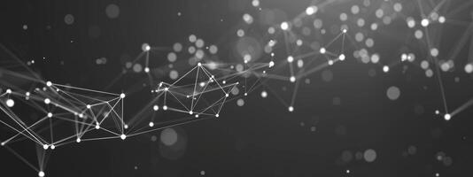 White glowing dots connected by lines on dark grey gradient, technology and connection concept photo