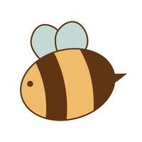 Simple cartoon bumblebee illustration in soft pastel colors with rounded shape and wings vector