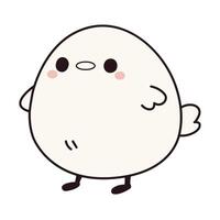 Round white bird character with tiny wings and minimalist kawaii design vector