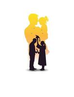 A touching silhouette of a father supporting his daughter from childhood to graduation, symbolizing growth and unconditional love. vector