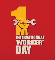 May Day with Raised Fist and Wrench Symbol vector